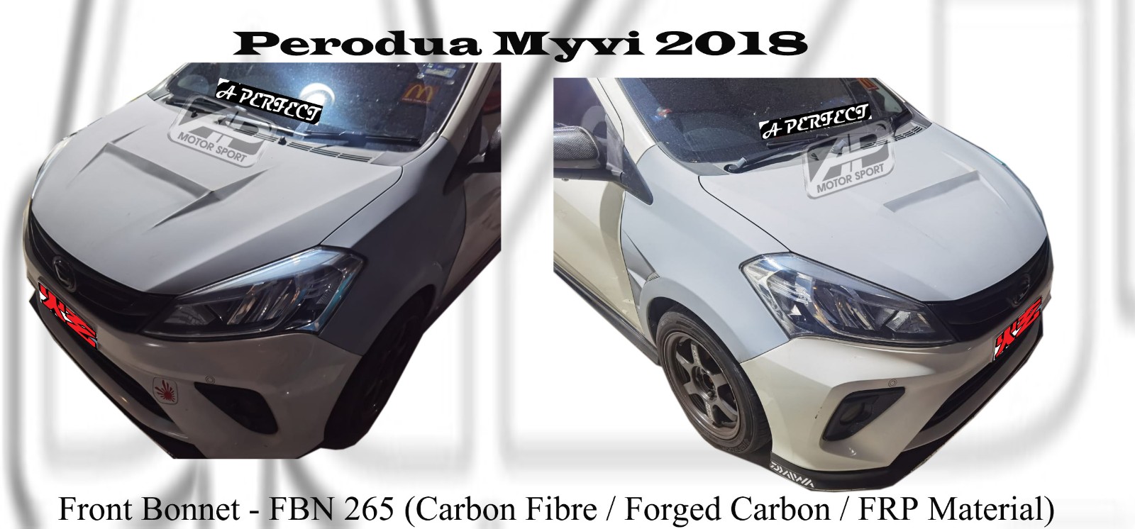 Perodua Myvi 2018 Front Bonnet (Carbon Fibre / Forged Carbon