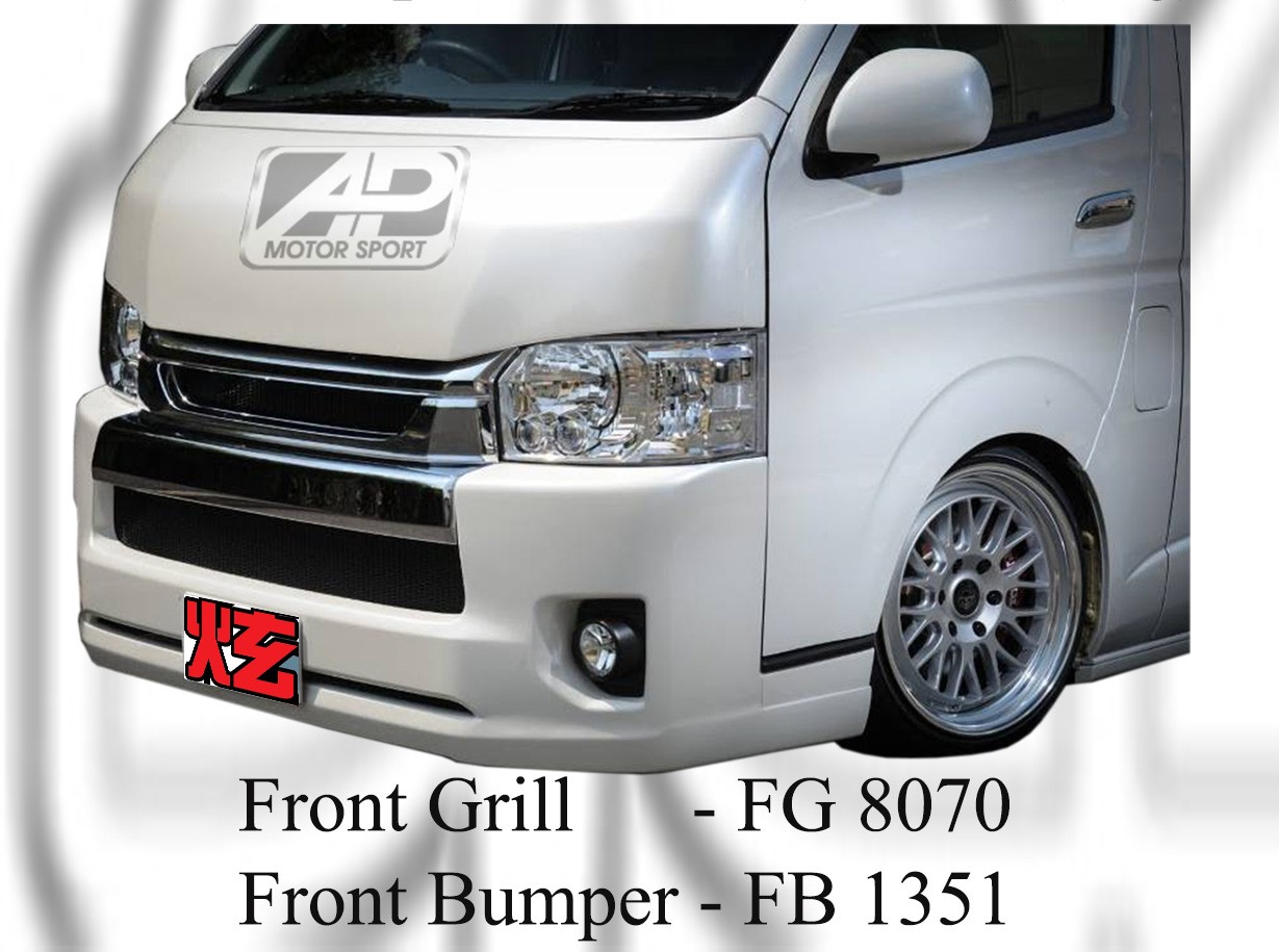 Toyota Hiace High Roof TS Style Front Bumper & Front Gri