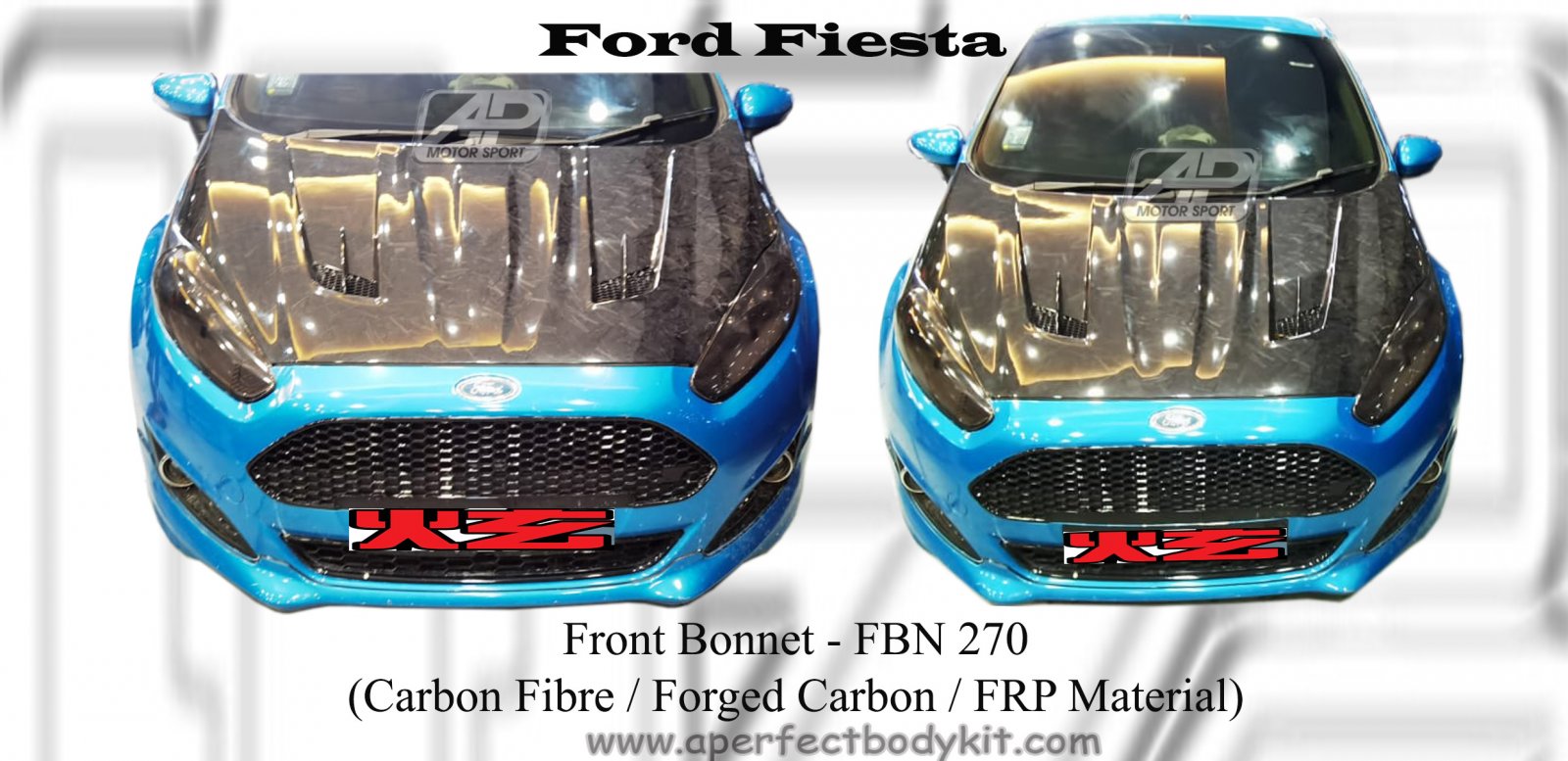 Ford Fiesta Front Bonnet (AP Style) (Carbon Fibre / Forged C