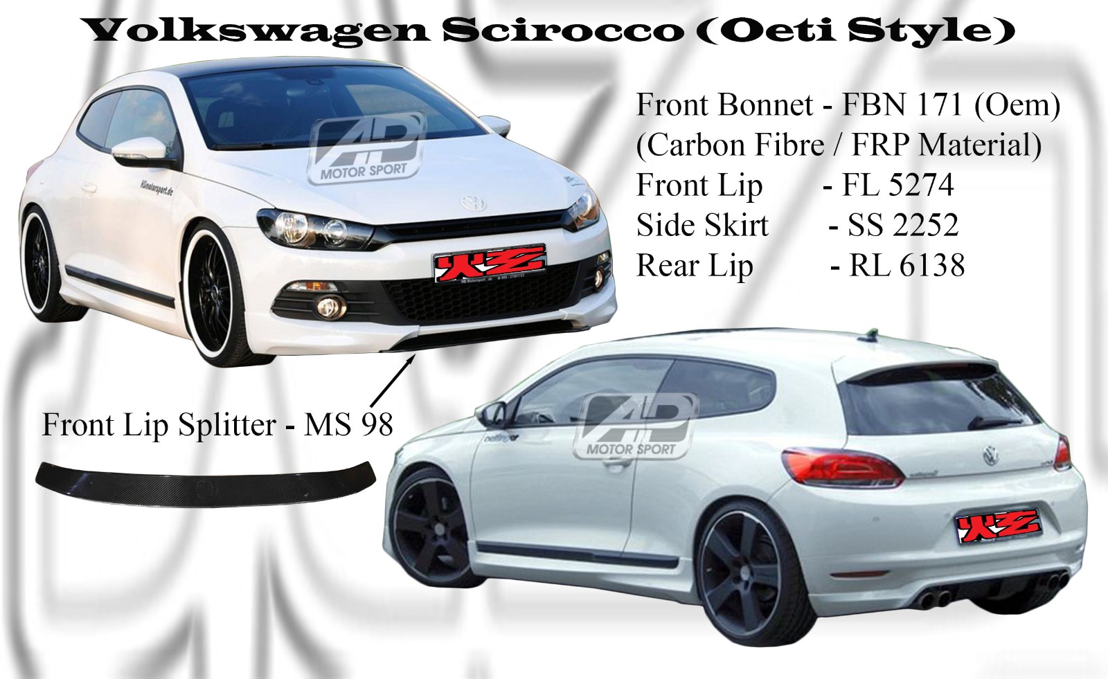 Volkswagen Scirocco Oem Front Bonnet (Carbon Fibre / Forged 