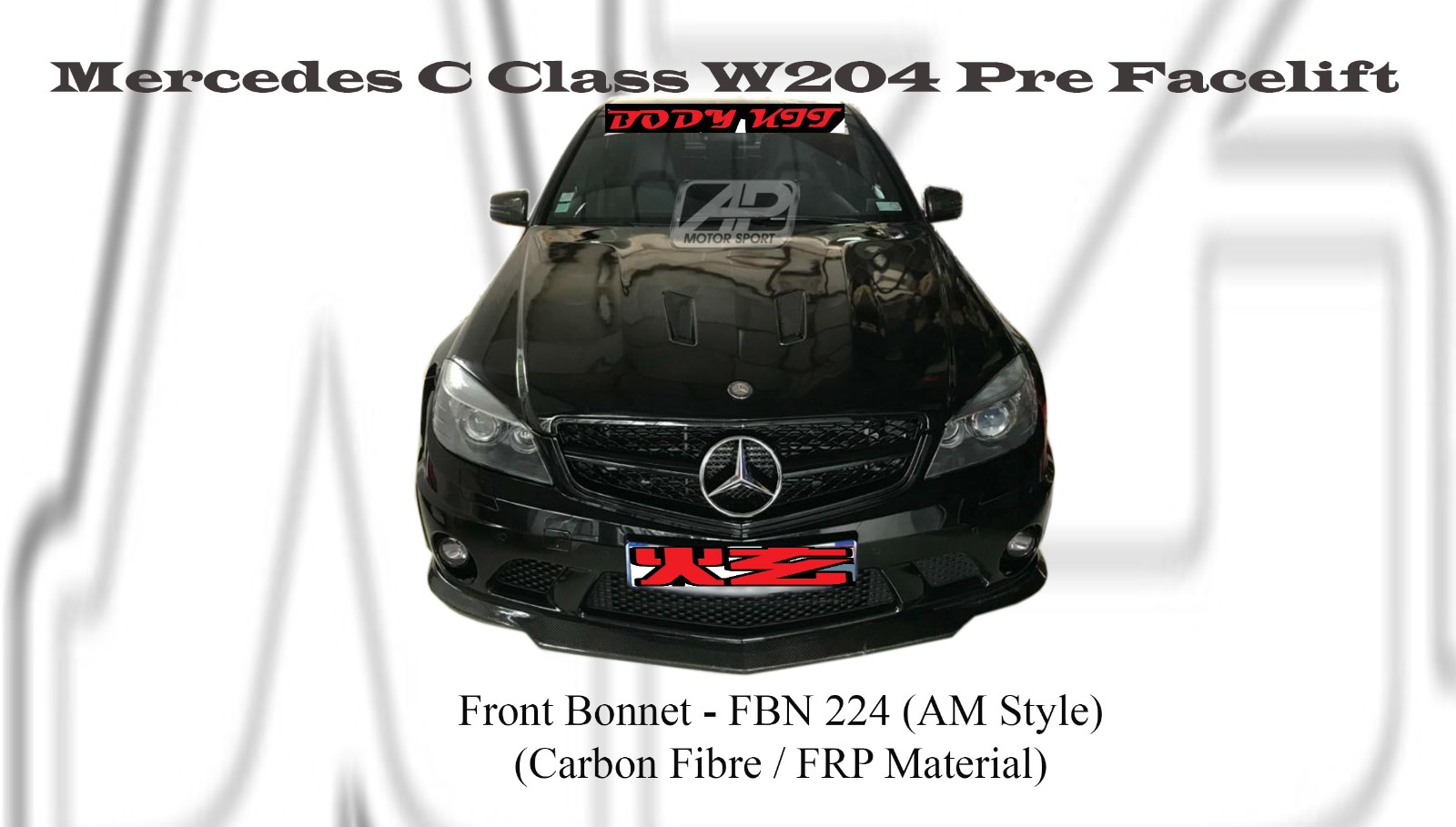 Mercedes C Class W204 Pre Facelift Front Bonnet (Carbon Fibr