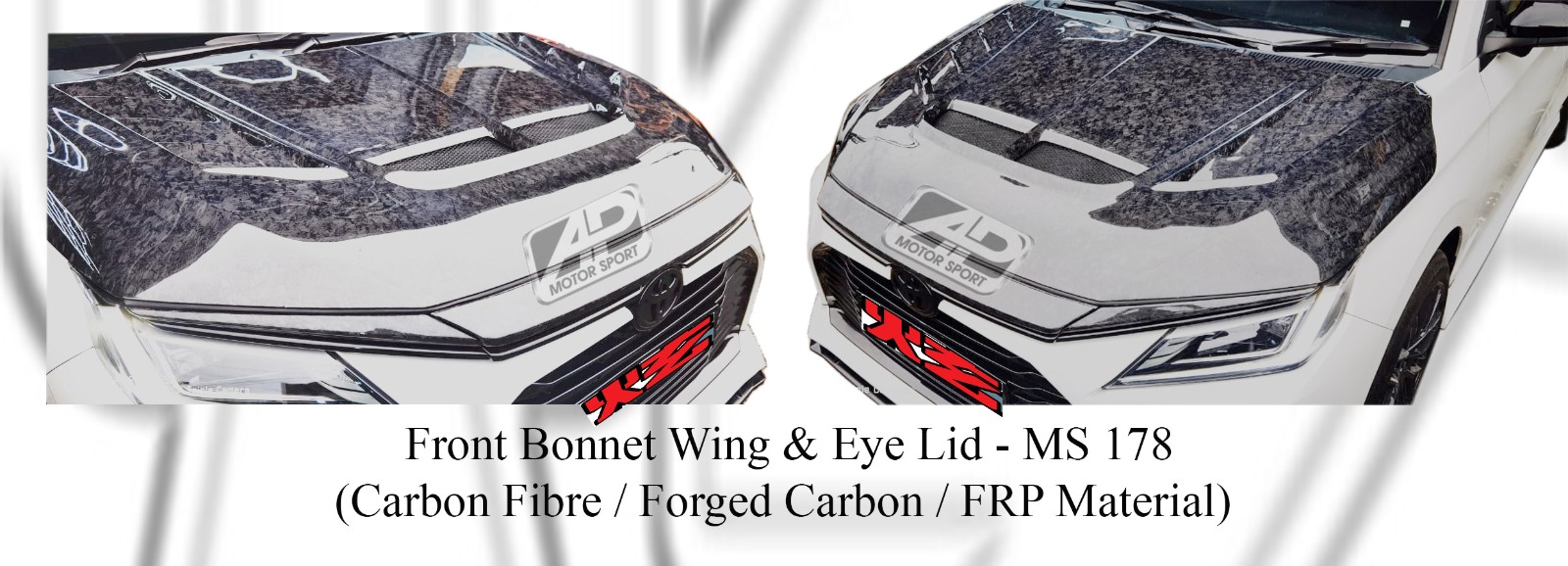 Toyota Vios 2023 Front Bonnet Wing & Front Eye Lip (Carb