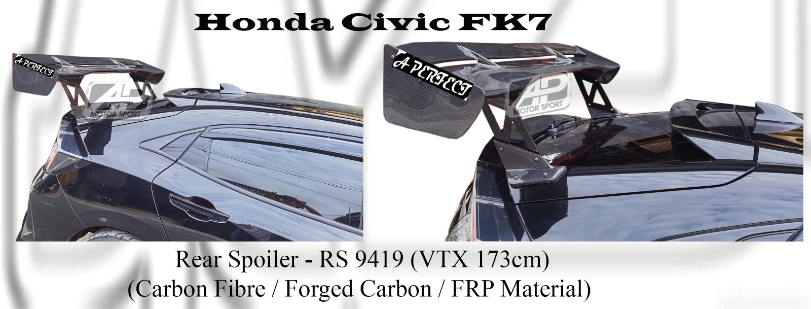 Honda Civic FK7 VTX Style GT Wing Spoiler (Carbon Fibre / Fo