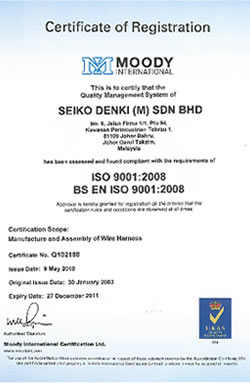 Certification Johor Bahru JB Malaysia | Seiko Denki (M) Sdn. Bhd