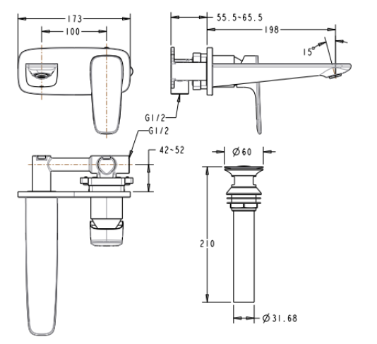 Selangor Signature Wall Mounted Basin Mixer with Pop-up Drain FFAS1704- 1015L0BC0 Signature - Bathroom Faucets - American Standard from LTL  Corporation Sdn Bhd